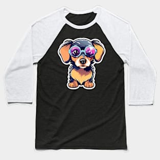 Dachshund Dog Illustration Baseball T-Shirt